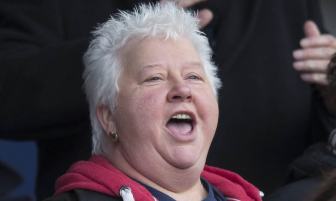 Famous author Val McDermid takes in a Raith game.
