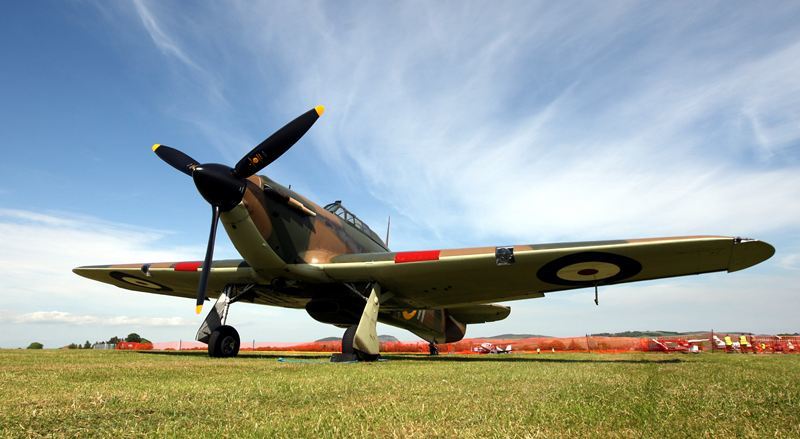 Steve MacDougall, Courier, Perth Airport, Scone. To promote the Heart of Scotland Airshow at Perth Airport, a press event was held today. Pictured, Hawker Hurricane Mk1 (R4118) is a Battle of Britain veteran which also flew with 111sqn in Scotland. The Hurricane will be doing displays on both Saturday and Sunday.