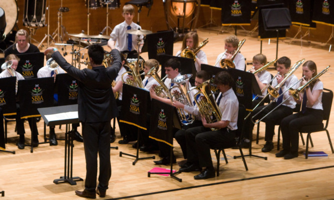 The 'Perthshire Youth Brass' during their performance, being conducted by Jason Blyth.