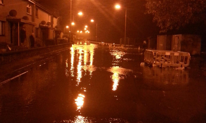 Flooding in Brechin on Friday night, photographed by reader Marie Walker.
