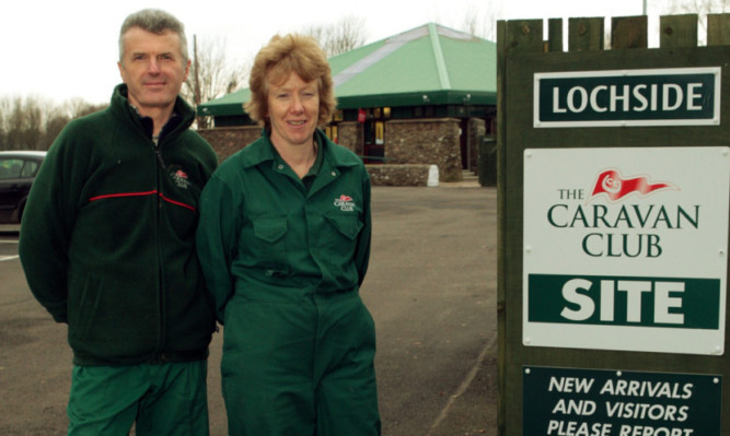 Site wardens Norman and Cathy Jones at Forfar Lochside Caravan Club.