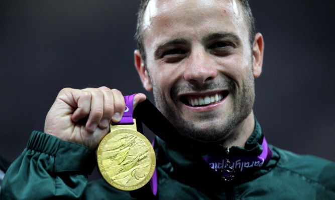 Oscar Pistorius after winning his gold medal at the Paralympic games in London in 2012.