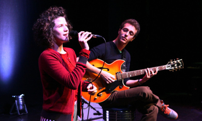 Cyrille Aimee with her guitarist Michael Valeanu at the Gardyne Theatre.