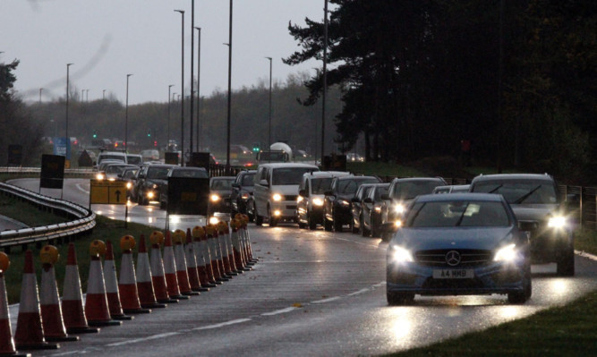 Traffic queuing at Claypotts during the recent roadworks