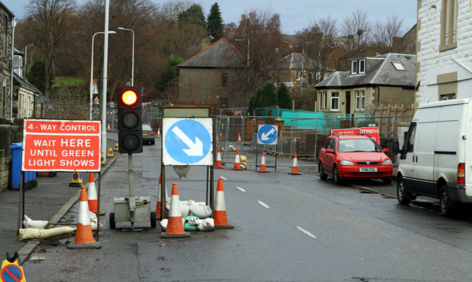 Roadworks on North Street connected to the flood prevention works.