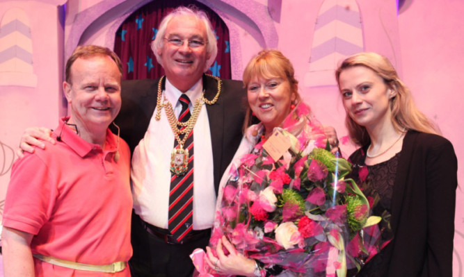 (From left) Artie Trezise, Provost of Fife Jim Leishman, Cilla Fisher and Claire Fletcher from the Alhambra Theatre.