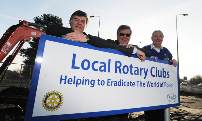 Rotary members (from left) David Reid, Neil Anderson and Alastair Scott at the Claypotts site.