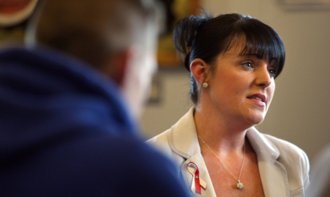 Lisa McLean at the stop-and-search learning lesson at Kirkcaldy High School.