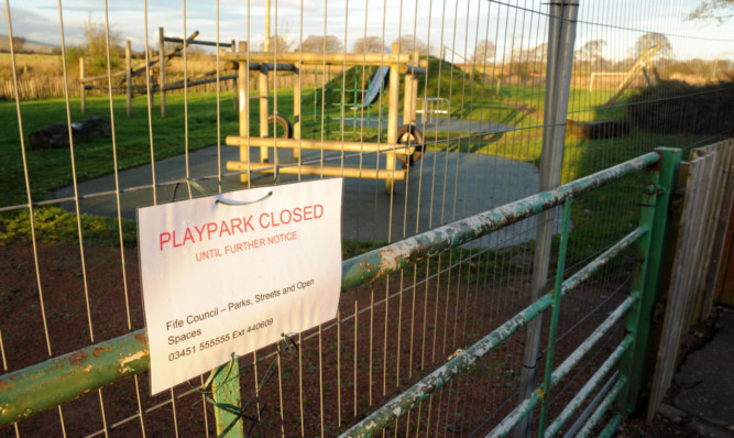 An out-of-bounds play area in Woodend Park, Cardenden.