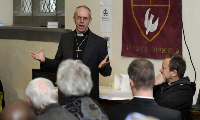 The Archbishop of Canterbury Justin Welby addresses the audience at St Lukes Church in Downfield, Dundee.