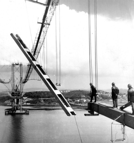 Anyone travelling across the Forth cannot help but be impressed by the progress being made on construction of the Queensferry Crossing. But half a century ago the construction of the first Forth Road Bridge was an even more dramatic prospect. Health and safety was clearly still in its infancy as these steel erectors worked on the bridge in 1963.