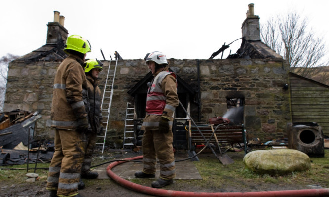 There were fears for the safety of fire crews at the burning cottage in Kinloch Rannoch.