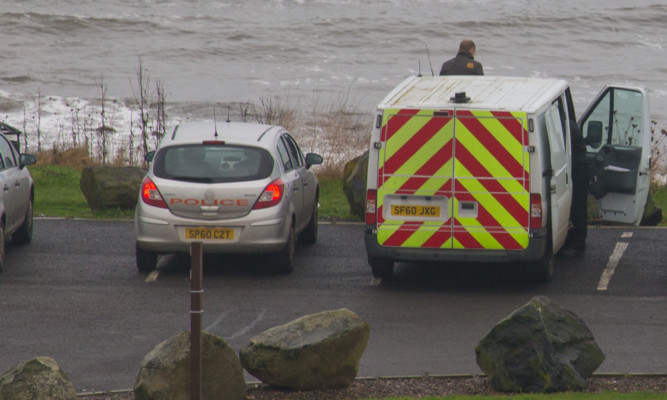 Police at the beach in Buckhaven where Jenny Brown's body was found.