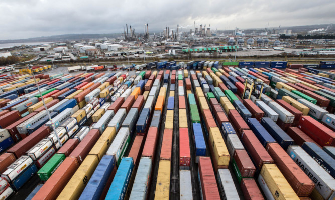 The port of Grangemouth handled a record 4,200 containers last week.