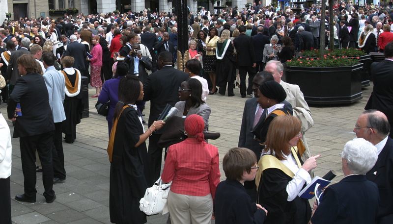 Dundee University Graduation.  The busy scene in City Square, after the graduation ceremony.