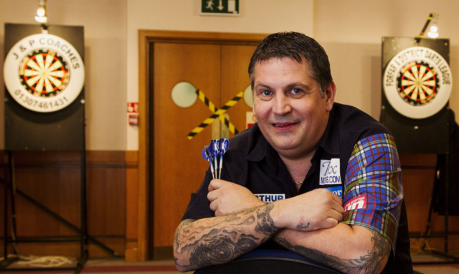 Gary Anderson at the darts event in Forfar.