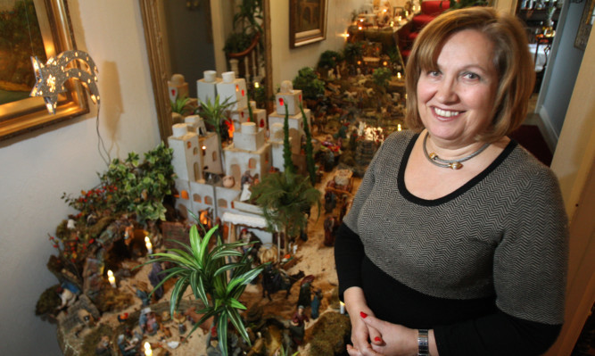 Carmen Leng at her home in Cupar where every year she creates a spectacular nativity scene.