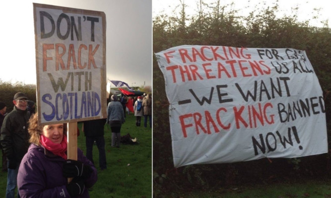 Demonstrators called on Fife Council to block any fracking development in the region.