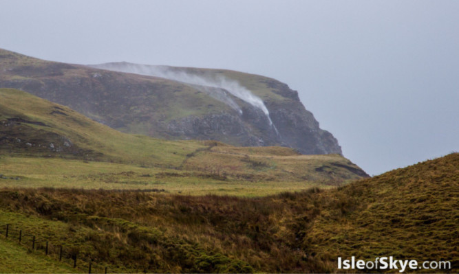 Water "flowing" uphill on Skye.