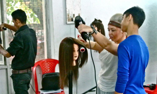 Sara-Jane McBride has been sharing her hairdressing skills in India.