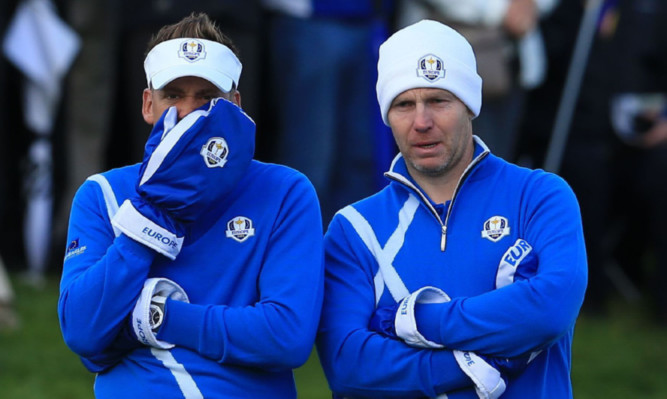 Stephen Gallacher and partner Ian Poulter at the Ryder Cup.