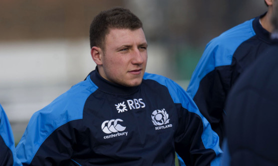 Scotland's Duncan Weir looks on at training.