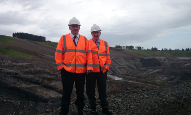 Fife MSP Alex Rowley, left, and Councillor Bob Young at St Ninians opencast mine near Kelty.