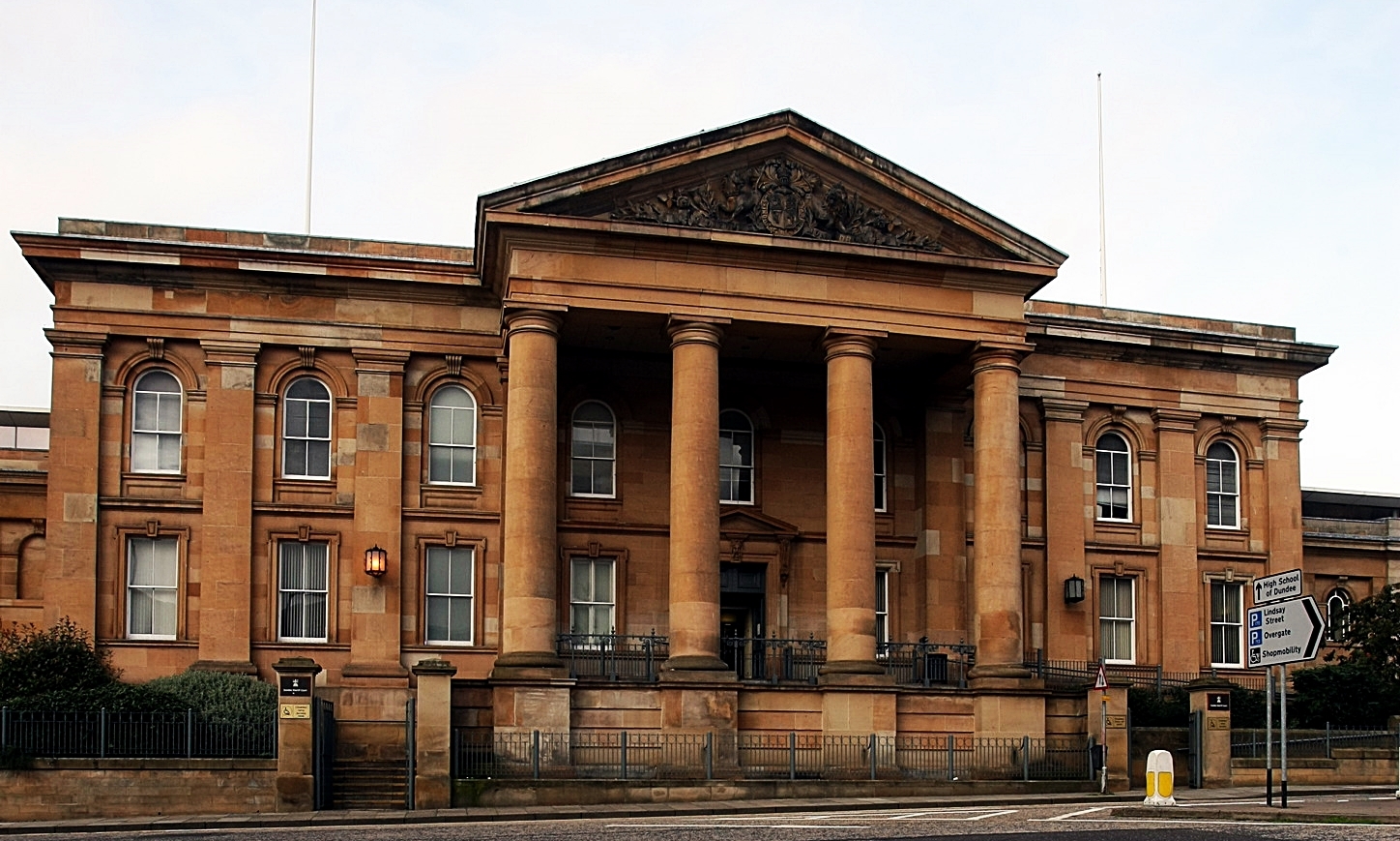 Gordon Robbie  Evening Telegraph building exterior and sign of Dundee Sheriff Court Bell Street Dundee