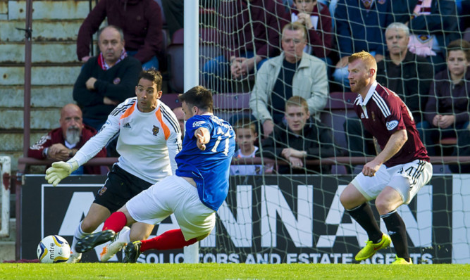 Cowdenbeaths Callum Gallagher drills home his sides equaliser when his team played Hearts at Tynecastle in September. The game finished in a 5-1 win for the home side.