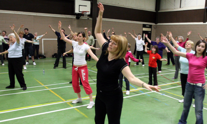 An exercise class in Montrose. Tayside will be one of the areas involved in the pilot project asking patients about how much exercise they undertake.