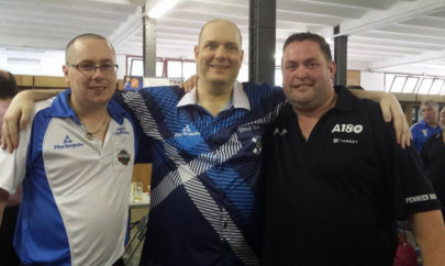 David Ellis, centre, with close friend and darts star Paul Coughlin, left, and Alan Norris.