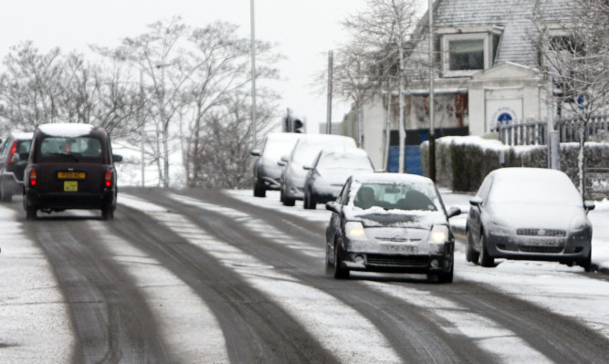 Tricky conditions in Tullideph Road in Dundee.