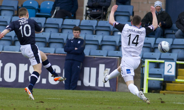 John Baird opens the scoring for Dundee.