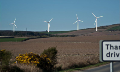 An artists impression of the proposed Dodd Hill wind turbines.