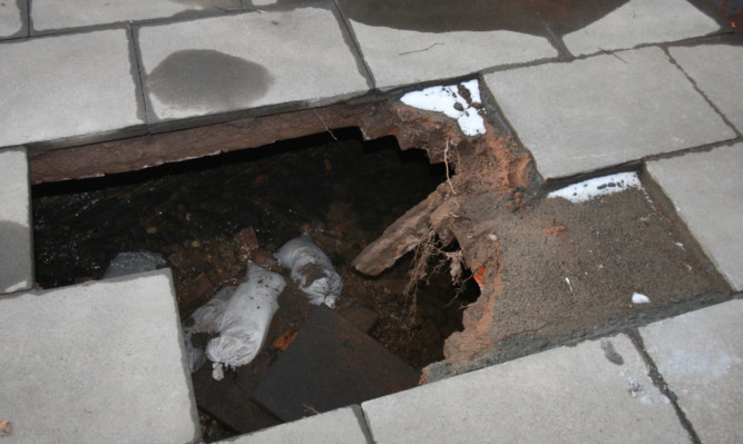 A large hole has opened up at Haugh Park.