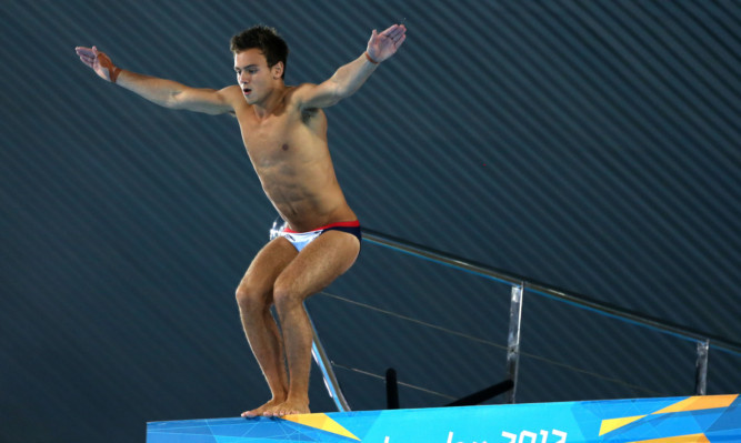 Tom Daley competing at the Olympics.