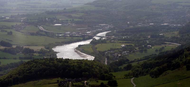 Aerial view of Perth.   Pictured, the River Tay and Friarton Bridge.