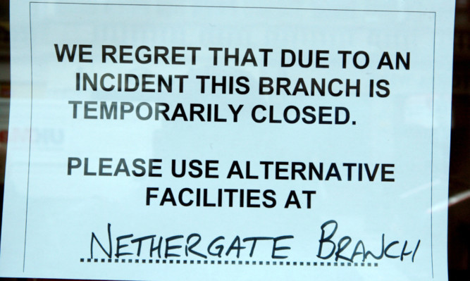 The branch was temporarily closed after Wednesday's incident.