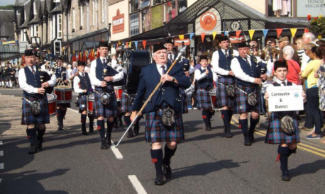 Carnoustie and District Pipe Band parading through Pitlochry to the towns Highland games last year.