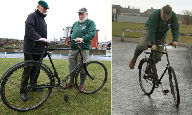 Bill McLean (left), who found the bike and Andrew Wilson, who now owns and rides it.