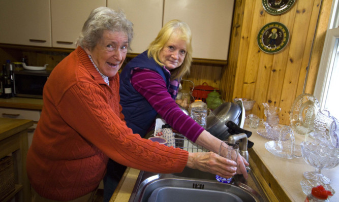 Residents Maureen Robertson, left, and Evelyn Brown.
