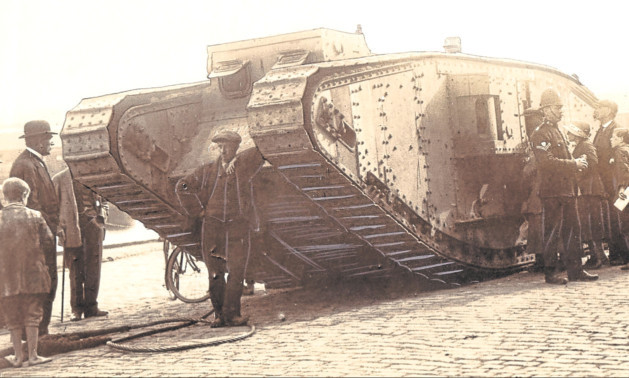 The tank arrives in Dundee. This photograph was found in the First World War time capsule put together by the citys postal workers which was opened in August last year.