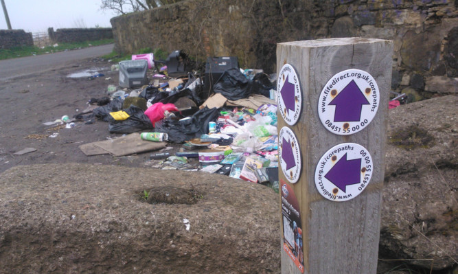 Rubbish dumped near Coaltown of Balgonie.