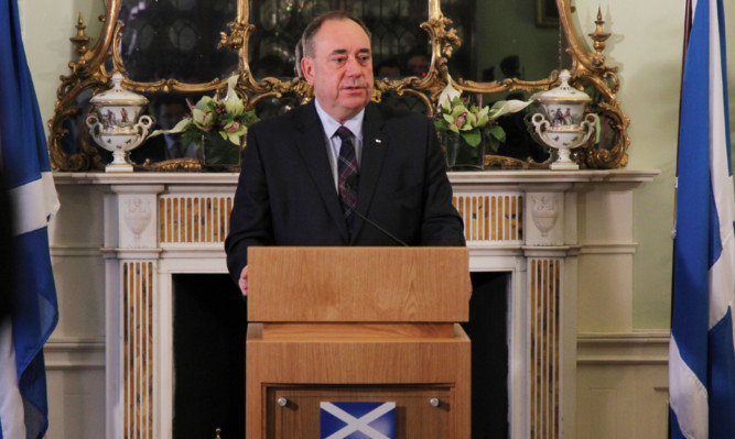 Alex Salmond announcing his resignation as First Minister and leader of the SNP.