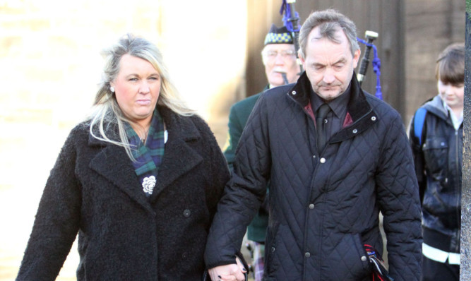 Linda McComiskie at Wellesley Parish Church, where a memorial service was held for her son Private Mark Connolly.