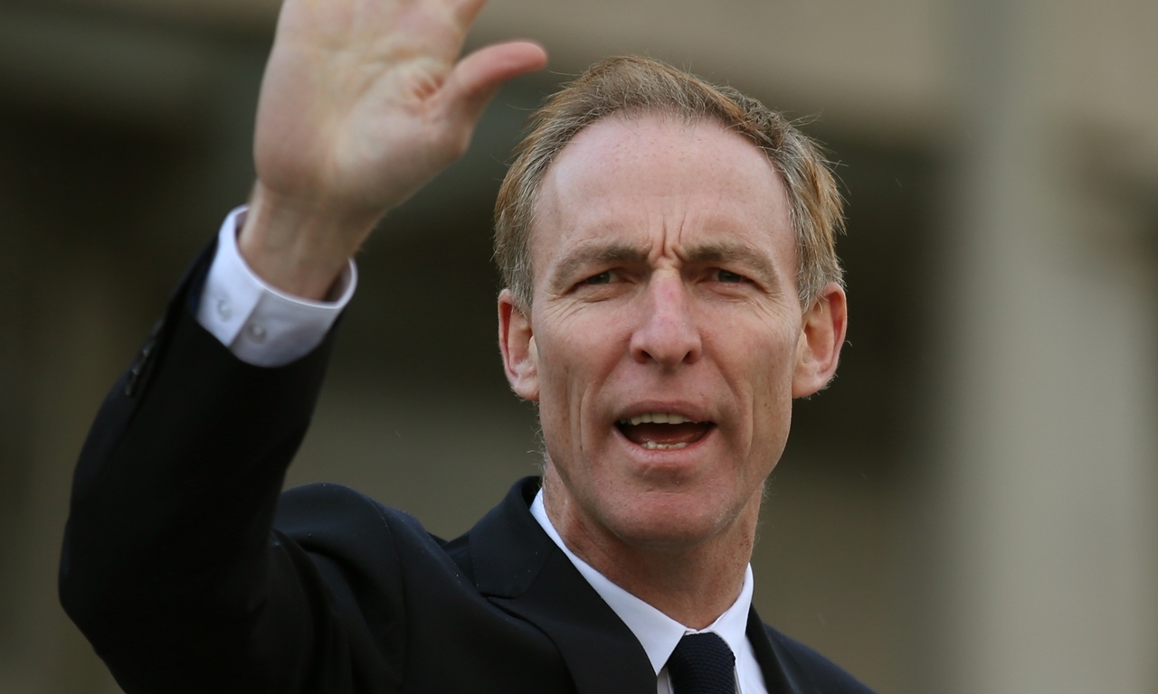 Scottish Labour leader Jim Murphy MP outside the Scottish Parliament in Edinburgh after watching First Minister's Question Time.