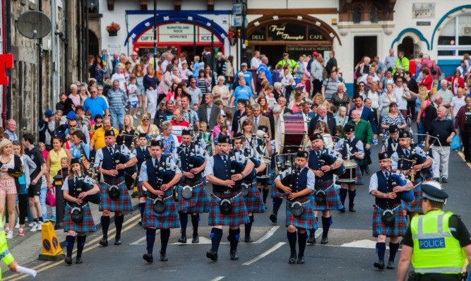 Burntisland Pipe Band parading at the start of last years Highland games in the town.