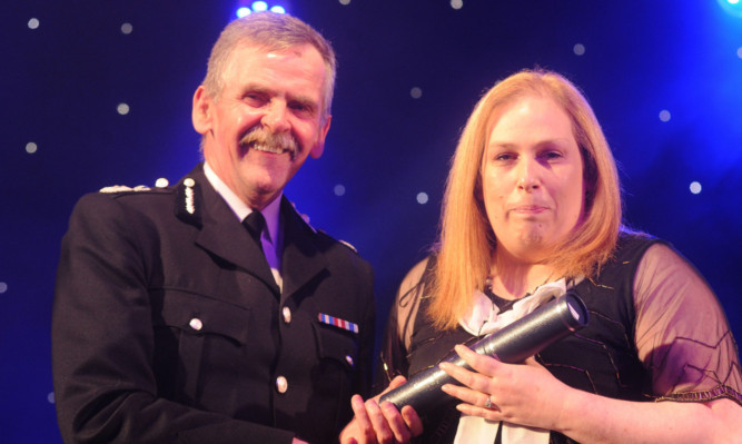 Sonia Ewens with Fife police chief Andrew Barker.