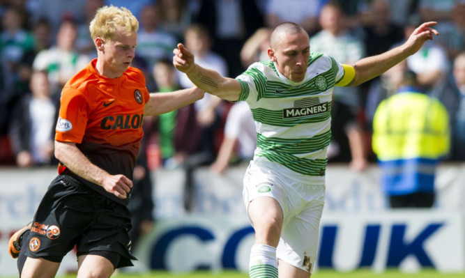 Gary Mackay-Steven and Celtic skipper Scott Brown.