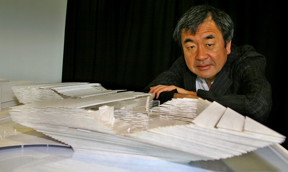Kengo Kuma, architect of the new Victoria and Albert Museum, Dundee, pictured with a model of the building in Dundee.